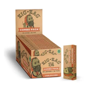 Zig Zag 1 1/4 Combo Pack Unbleached – 50 Leaves + 50 Tips